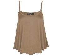 NEW WOMEN PLAIN SWING CAMI VEST STRING NEON CROP TOP LADIES SWING STRING CROP TOP PLUS SIZES UK SIZE 8-26 (L/XL 16-18, MOCHA)