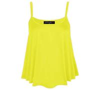 NEW WOMEN PLAIN SWING CAMI VEST STRING NEON CROP TOP LADIES SWING STRING CROP TOP PLUS SIZES UK SIZE 8-26 (S/M 8-10, NEON YELLOW)
