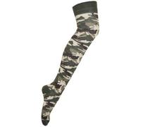 New Womens Animal Leopard Print High Ladies Long Army Camouflage Patterned Overknee Cotton Socks Camouflage Print