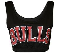 New Womens Bulls Crop Top Vest Mini Chicago Bralet Gym Work Out Sports Basketball Black