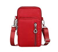 New Women's Crossbody Bag Korean Hanging Neck Mobile Phone Bag Wrist Wallet Mobile Phone Bag over The Shoulder Bags for Men (Red, One Size)