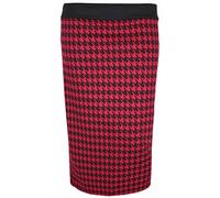 New Womens Dogtooth Print Wiggle Tube Skirts Ladies Houndstooth Pattern Long Pencil Skirt Plus Size Red Size 16-18