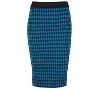 New Womens Dogtooth Print Wiggle Tube Skirts Ladies Houndstooth Pattern Long Pencil Skirt Plus Size Teal Size 12 - 14