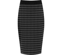 New Womens Dogtooth Print Wiggle Tube Skirts Ladies Houndstooth Pattern Long Pencil Skirt Plus Size Dark Grey Size 12 - 14
