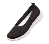 New Women's Fitness Shoe one-Step Wide Version Breathable mesh Walking Running Shoes Soft Sole Sports Non-Slip Low-top Correction Shoes (Black,7)