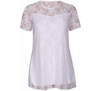 New Womens Floral Lace Short Sleeve Ladies Flower Lined Patterned Stretch T-Shirt Tunic Party Top Plus Size Cream Size 22 - 24