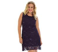 New Womens Floral Lace Sleeveless Scoop Neckline Ladies Layer Lined Sequin Evening Dress Plus Size Purple Size 20 - 22