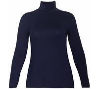 New Womens Gathered Turtle Polo Neck Stretch Fit Top Ladies Long Sleeve Everyday Tshirt Tops Plus Size Navy Blue Size 24 - 26