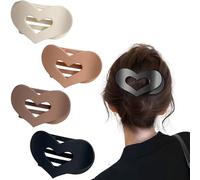 New Women's Heart Shape Hair Clip, Matte Finish Hair Clip Accessory Simple Duckbill Clip 4-Piece Set,