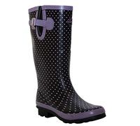 A&H Footwear New Womens Ladies Extra Wide Calf Snow Rain Mud Festival Waterproof Wellington Boots Wellies Sizes UK 4-8 (UK 6, Navy/Lilac Spots)
