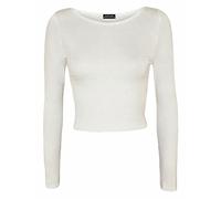 FASHION FAIRIES NEW WOMENS LADIES LONG SLEEVE ROUND NECK PLAIN CROP TOP T-SHIRT TOPS UK 8-14