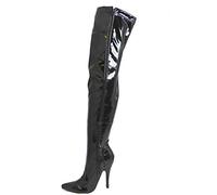 New Womens Ladies Sexy Thigh HIGH Kinky Fetish Over The Knee Stiletto Heel Full Side Zip Boots Size 4 5 6 7 8 (5 UK, Black Patent)