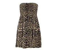New Womens Ladies Sheering Top Strapless Bandeau Dress Top Jersey Ladies Plus Size Boobtube Top Dress UK 8-22 (XL - 16/18, Bang) (Brown Leopard, (UK XL 16-18))