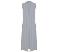 New Womens Ladies Sleeveless Maxi Long Length Boyfriend Cardigan Collared Top Long Floaty Duster Jacket Coat Blazer Waistcoat UK Size 8 to 26 Light Grey