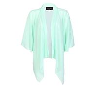 NEW WOMENS PLAIN CARDIGAN OPEN WATERFALL CHIFFON KIMONO SHRUG TOPS SIZE 8-22 UK (2XL (20/22), MINT)