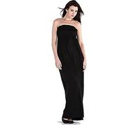New Womens Plain Long Strapless Elasticated Shearing Ladies Bandeau Shirred Boob Tube Summer Maxi Dress Black Size 12 - 14