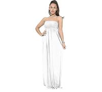 New Womens Plain Long Strapless Elasticated Shearing Ladies Bandeau Shirred Boob Tube Summer Maxi Dress White Size 16-18 (L/XL)