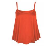 New Womens Plain Swing Vest Sleeveless Strappy Cami Ladies Plus Size Flared Top Womens Summer Wear Beach Top Loungewear Basic Tee Top Plus Size UK 8-30 Rust