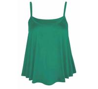 New Womens Plain Swing Vest Sleeveless Top Strappy Cami Ladies Plus Size Flared[Jade Green,UK 24]