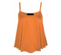 New Womens Plain Swing Vest Sleeveless Strappy Cami Ladies Plus Size Flared Top Womens Summer Wear Beach Top Loungewear Basic Tee Top [Orange,UK 12-14]