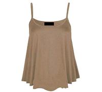 New Women's Plain Swing Vest Sleeveless Top Strappy Cami Ladies Plus Size Flared UK 8-26