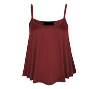 New Women's Plain Swing Vest Sleeveless Top Strappy Cami Ladies Plus Size Flared UK 8-26 Wine
