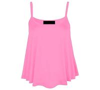 New Women's Plain Swing Vest Sleeveless Top Strappy Cami Ladies Plus Size Flared UK 8-26 Baby Pink