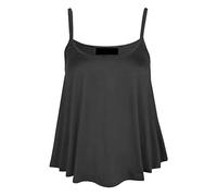New Women's Plain Swing Vest Sleeveless Top Strappy Cami Ladies Plus Size Flared UK 8-26 Charcoal