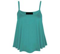 New Women's Plain Swing Vest Sleeveless Top Strappy Cami Ladies Plus Size Flared UK 8-26 Jade Green