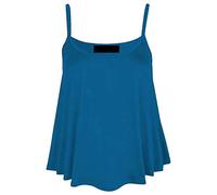 New Women's Plain Swing Vest Sleeveless Top Strappy Cami Ladies Plus Size Flared UK 8-26 Teal