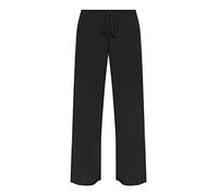 New Womens Plain Wide Leg Casual Trousers Ladies Stretch Fit Tie Trim Palazzo Pants Plus Size Black Size 20