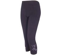 New Womens Plus Size Butterfly Sequin Ladies Stretch 3/4 Leggings Trousers Black Size 20 - 22