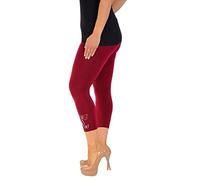 New Womens Plus Size Butterfly Sequin Ladies Stretch 3/4 Leggings Trousers Burgundy Size 16 - 18