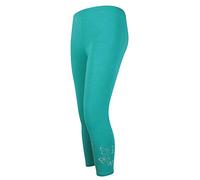 New Womens Plus Size Butterfly Sequin Ladies Stretch 3/4 Leggings Trousers Jade Green Size 16 - 18