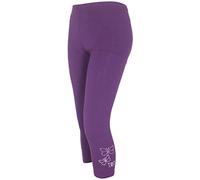 New Womens Plus Size Butterfly Sequin Ladies Stretch 3/4 Leggings Trousers Purple Size 12 - 14