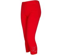 New Womens Plus Size Butterfly Sequin Ladies Stretch 3/4 Leggings Trousers Red Size 16 - 18