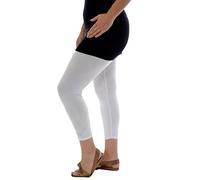 New Womens Plus Size Butterfly Sequin Ladies Stretch 3/4 Leggings Trousers White Size 28 - 30