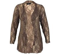 New Womens Plus Size Floral Pattern Lace Cardigan Long Sleeve Womens Waterfall Open Top Brown Size 12 - 14