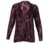 New Womens Plus Size Floral Pattern Lace Cardigan Long Sleeve Womens Waterfall Open Top Purple Size 18