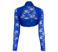 New Womens Plus Size Long Sleeve Lace Bolero Cropped Shrug Ladies Top 14-28 Royal 18
