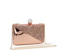 New Women's Rose Gold Sparkling Shiny Small Diamanti Crystal Clutch Bag Ideal For Wedding Prom Dinner Evening Party Event (Shell)