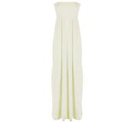 New Womens Sheering Gather Bobtube Bandeau Long Summer Strapless Ladies Maxi Dress Plus Size 8-24 (One Size (Fits UK 8-24), Cream)