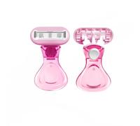 New Women's Short Handle Razor with Five Blades, Can Remove Excess Body Hair From Arms, Legs, Underarms, Private Areas, Etc. Reusable, With Replaceable Razor Heads (Pink)