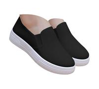 New Womens Slip on White/Black Sneakers Plimsolls Low-Top Classic Canvas Shoes Ladies Trainers Footwear