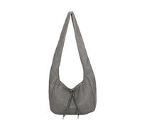 New Women's Soft PU Leather Slouchy Tote Braided Tassel Lightweight Shoulder Bag -D.GREY