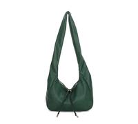 New Women's Soft PU Leather Slouchy Tote Braided Tassel Lightweight Shoulder Bag -EMERALD