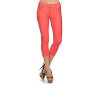NEW Women's Stretchy Skinny Jeggings Shorts & Capri Pull On Style TRENDS SNJ - Pink -