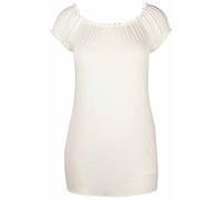 New Womes Off Shoulder Elasticated Plain Boho Ladies Stretch Fit Long Plus Size Gypsy Top Cream Size 18