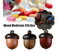 New Wood Medicine Pill Box Mini Sandalwood Rescue Pill Case Portable Tablets Can Sealed Storage for Outdoor First W5W6 Aid