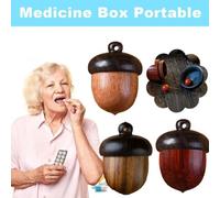 New Wood Medicine Pill Box Mini Sandalwood Rescue Pill Case Portable Tablets for Outdoor Can First Storage W5W6 Sealed Aid
